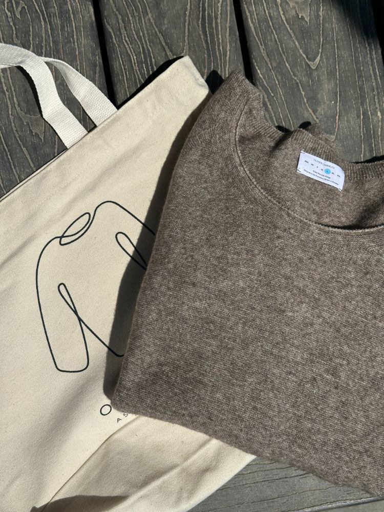 Close-Up of the Soft, Non-Itchy Khullu Yak Wool Fabric on the All-Season Sweater - Oliver Charles